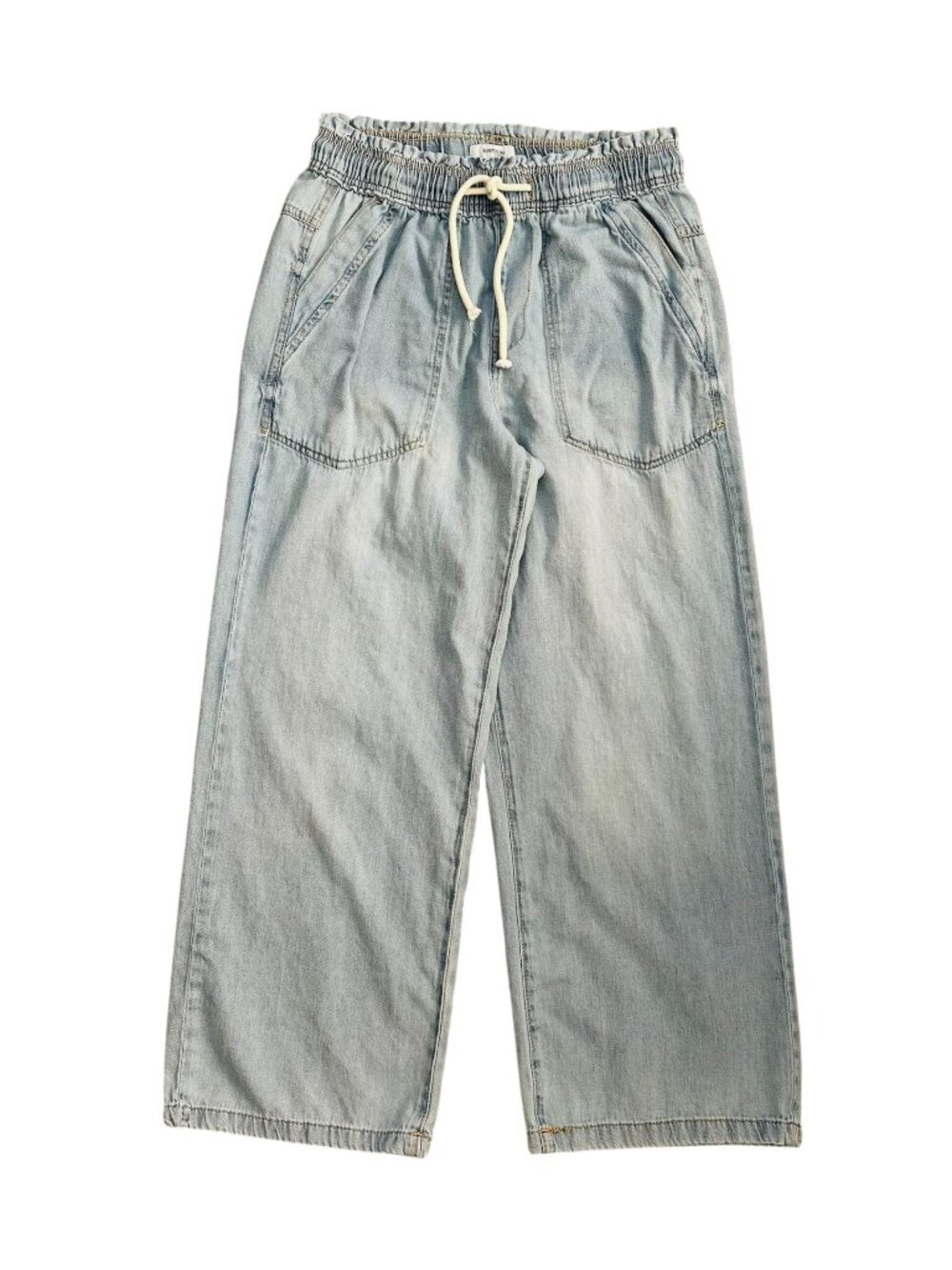Kensie Women's Size S Kaya Easy Breezy Denim Wide Leg Ankle Light Blue Jeans